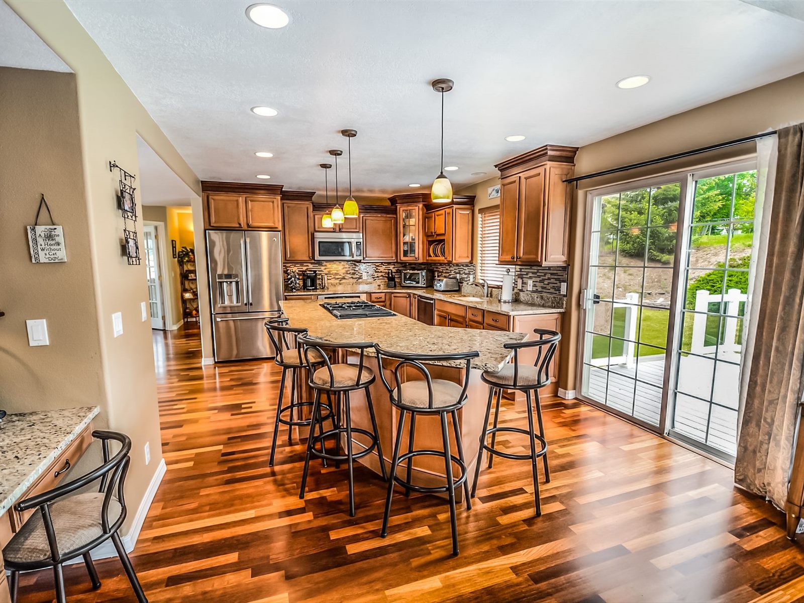 Open-plan remodeled living, kitchen and dining space